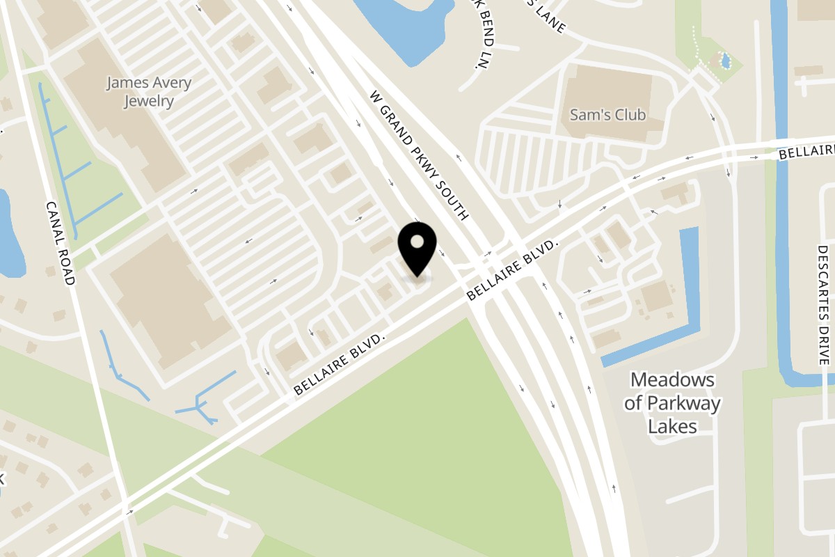 Map showing the location of Busy Boy Mediterranean Grill & Cafe Richmond on 5650 Grand Pkwy #100 in Richmond