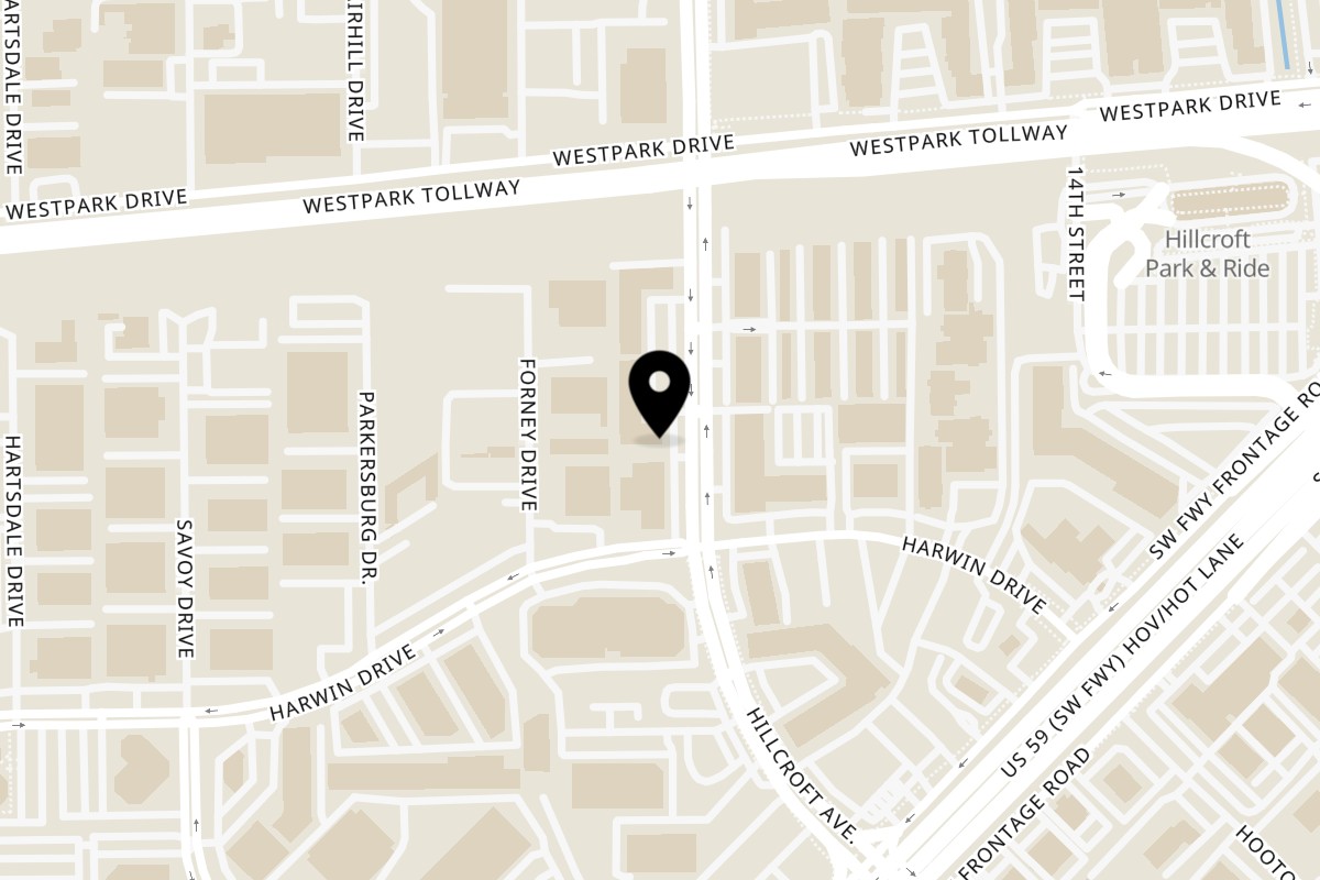 Map showing the location of Busy Boy Mediterranean Grill & Cafe Hillcroft on 5722 Hillcroft St in Houston